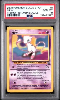 2000 POKEMON PROMO BLACK STAR POKEMON LEAGUE #8 MEW PSA 10 - Image 1