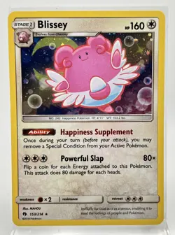 Blissey 153/214 Cosmos Holo Pokemon Card 2018 Lost Thunder LP - Image 1