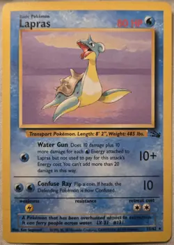 Lapras 25/62☆ Fossil LP/NM Unlimited 1999 Pokemon Card Vintage See Pictures - Image 1