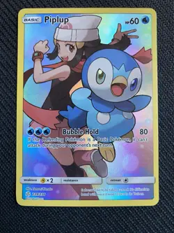 Pokemon TCG Piplup Holo Secret Rare Card Cosmic Eclipse 239/236 - Image 1