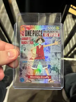 One Piece Monkey D. Luffy US Voyage College Basketball Card Rutgers IN HAND - Image 1