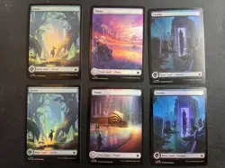 MTG Set Of 6 Full Art Foil Lands From Foundations - Image 1