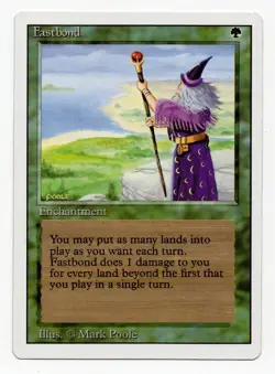 Fastbond, Rare Green Enchantment, Revised Edition Regular, Mark Poole, Miscut - Image 1