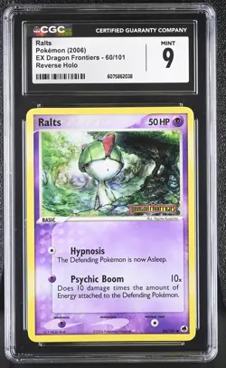 CGC 9 MINT Ralts EX Dragon Frontiers 60/101 Reverse Holo STAMPED Pokemon Card - Image 1