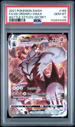 PSA 10 SINGLE STRIKE URSHIFU VMAX 168/163 FULL ART SECRET BATTLE STYLES POKEMON - Image 1