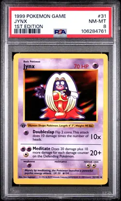 1999 POKEMON BASE SET 1ST EDITION #31 JYNX PSA 8 - Image 1