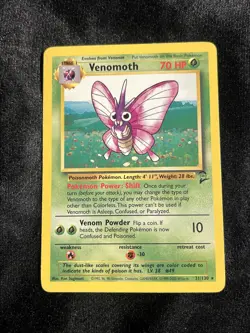 2000 Pokemon Base Set 2 Unlimited Venomoth Rare 31/130 Non Holo LP - Image 1