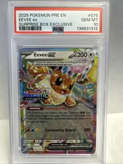Pokemon Prismatic Evolutions Eevee ex 075/131 Surprise Box Stamped PSA 10 - Image 1