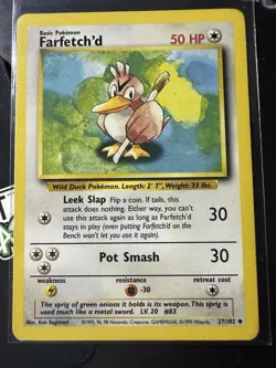 Farfetchd 27/102, 1999 Base Set, Pokemon TCG, WotC, Vintage, Uncommon, NM - Image 1