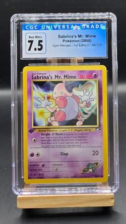 Pokemon Sabrina's Mr. Mime 1st Ed. 94/134 Gym Heroes 2000 CGC 7.5 - Image 1