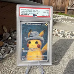 2023 Pokemon Van Gogh Pikachu Grey Felt Hat PSA 10 GEM MINT SVP Promo 085 - Image 1