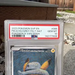2023 Pokemon Van Gogh Pikachu Grey Felt Hat PSA 10 GEM MINT SVP Promo 085 - Image 2
