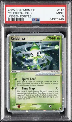 2005 POKEMON EX UNSEEN FORCES #117 CELEBI EX-HOLO PSA 9 - Image 1