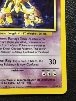 Pokemon TCG Alakazam Base Set 1/102 Holo 1999-2000 Wizards Base Set LP - Image 5
