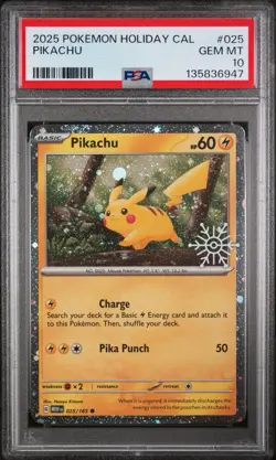 Pikachu #25 Holiday Calendar POKEMON PROMO PSA 10 GEM MINT - Image 1