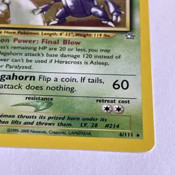 Pokemon-2000 Neo Genesis Heracross 6/111 Holo Rare! - Image 3