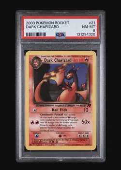 Pokemon TCG 2000 Dark Charizard 21/82 Rocket Non Holo Vintage New Cert PSA 8 - Image 1