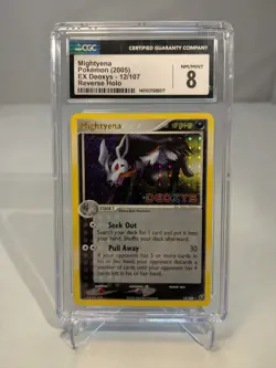 2005 Pokemon EX Deoxys #12 Mightyena Reverse Holo Stamped CGC 8 - Image 1