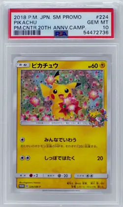 Pokemon Japanese Pikachu 224/SM-P 20th Anniversary PSA 10 Gem Mint - Image 3