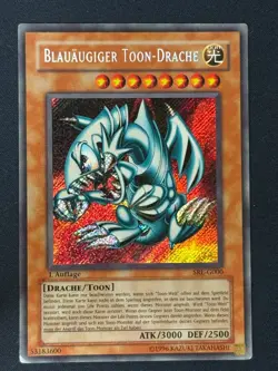 Blauaugiger Toon-Drache SRL-G000 1st Edition Secret Rare Deutsch VG Yugioh - Image 1