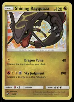 Pokemon Cards Shining Rayquaza 56/73 Shining Legends Rare Shining HP - Image 1
