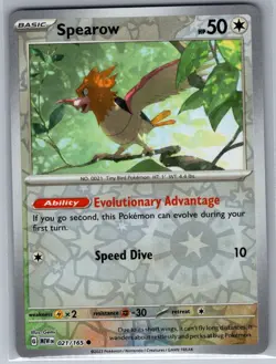 Spearow 021/165 Reverse Holo SV: Scarlet & Violet 151 - Pokemon Card - NM - Image 1