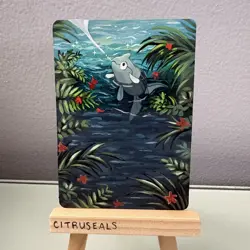 Remoraid Original Altered Pokemon TCG Hand Painted Card 1 of 1 Signed by Artist - Image 1