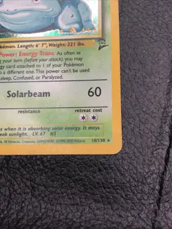 B6 Venusaur 15/130 Base Set 2 Unlimited Holo Rare WotC Vintage Pokemon TCG Card - Image 4
