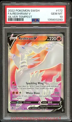 Pokemon Silver Tempest Reshiram V 172 PSA 10 - Image 1
