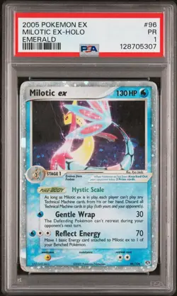 TAIL SWIRL PSA 1 2005 Pokemon EX Emerald Milotic EX Holo Foil Rare 96/106 SHINY - Image 1