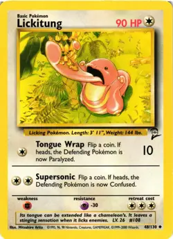 Pokemon TCG Lickitung Base Set 2 48/130 Regular Unlimited Uncommon VLP - Image 1