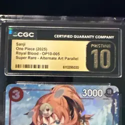 CGC PRISTINE 10 ONE PIECE SANJI OP10-005 SR ALT ART ROYAL BLOOD ENGLISH - Image 2