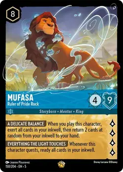 MUFASA - Ruler of Pride Rock Legendary #150 EN 5 Disney Lorcana SHIMMERING SKIES - Image 1