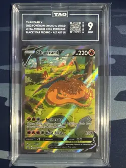 2022 POKEMON SWORD & SHIELD BLACK STAR PROMO SWSH260 CHARIZARD V ALT ART TAG 9 - Image 1