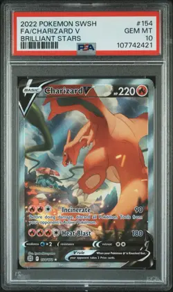 Pokemon 2022 Charizard V 154/172 Brilliant Stars Ultra Rare Full Art PSA 10 - Image 1