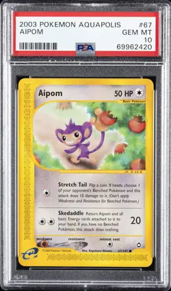 2003 POKEMON AQUAPOLIS #67 AIPOM PSA 10 - Image 1
