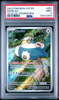 2023 POKEMON SVP EN-SV BLACK STAR PROMO 151 ELITE TRAINER BOX #051 SNORLAX PSA 9 - Image 1