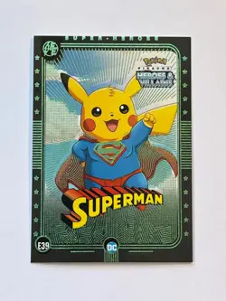 Superman (Pikachu) #E39 - Green Holo - Heros & Villains Flash Edition Pokemon - Image 1