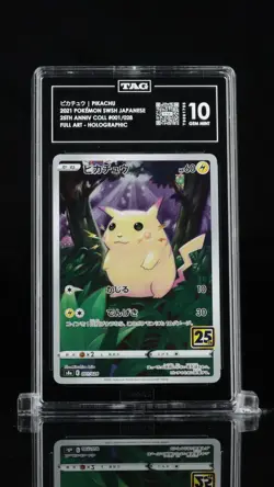 TAG 10 GEM MINT Japanese Pokemon 2021 Pikachu 001/028 25th Anniversary S8a NR - Image 1