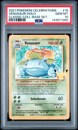 2021 POKEMON CELEBRATIONS CLASSIC COLL #15 VENUSAUR-HOLO PSA 10 - Image 1