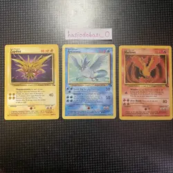 Pokemon Zapdos 30/62 Artiucno 17/62 Moltres 27/62 Fossil Unlimited Set MP - Image 1
