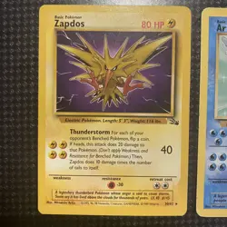 Pokemon Zapdos 30/62 Artiucno 17/62 Moltres 27/62 Fossil Unlimited Set MP - Image 2