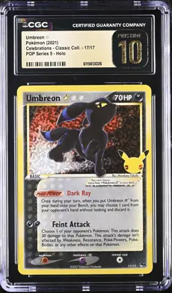 CGC 10 - UMBREON - 17/17 CELEBRATIONS 25TH POP SERIES 5 HOLO POKEMON - Image 1