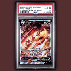 2021 POKEMON SWSH PREMIUM COLLECTION PROMO #179 FULL ART/FLAREON V PSA 10 - Image 1