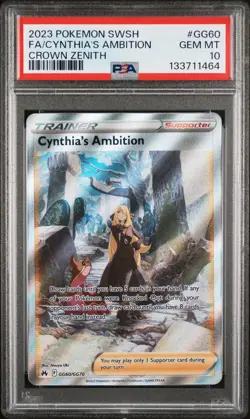 2023 POKEMON SWORD & SHIELD CROWN ZENITH FULL ART/CYNTHIA'S AMBITION PSA 10 - Image 1