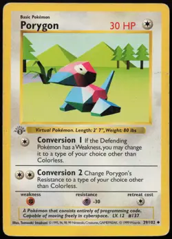 Porygon [1st Edition] #39 Base Set Pokemon Card - Image 1