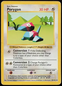 Porygon [Shadowless] #39 Base Set Pokemon Card - Image 1