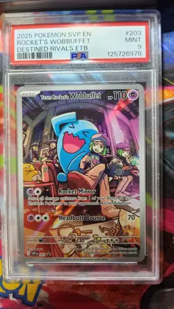 2025 Pokemon SVP EN Rocket's Wobbuffet #203 Destined Rivals PSA 9 - Image 1