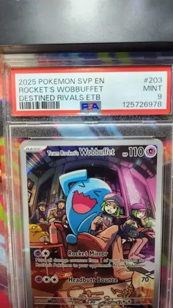 2025 Pokemon SVP EN Rocket's Wobbuffet #203 Destined Rivals PSA 9 - Image 2