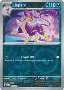 Liepard 056/086 Reverse Holo White Flare WHT Pokemon Card NM - Image 1